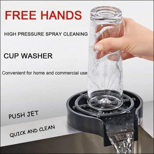 Automatic Cup Washer for Kitchen Sink | High-Pressure Glass Rinser & Bottle Cleaner Faucet Attachment