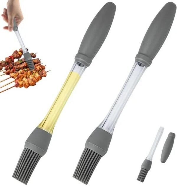 Silicone Oil Brush with Dispenser | Heat-Resistant Cooking & BBQ Basting Brush