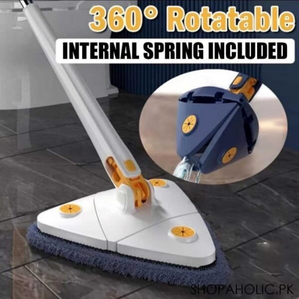 360° Rotatable Triangle Flat Mop with Internal Spring Mechanism