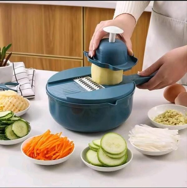 Multi-Functional Manual Vegetable Cutter with Interchangeable Blades (Slicer, Shredder & Grater)