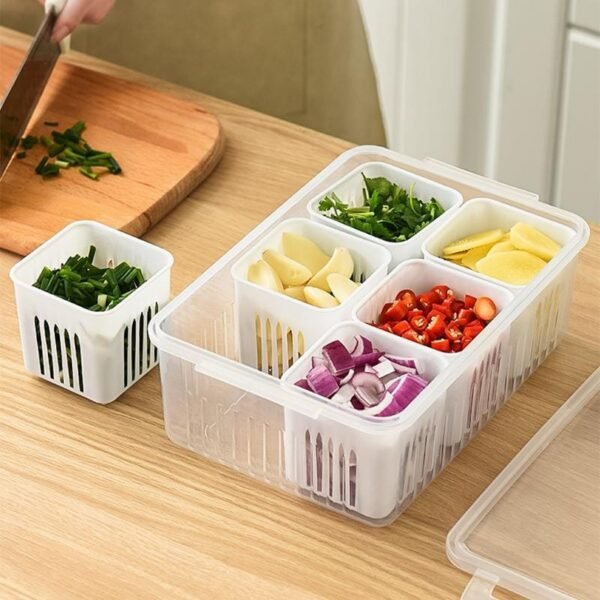 6-Grid Airtight Fresh Keeping Storage Box for Vegetables, Snacks & Meal Prep