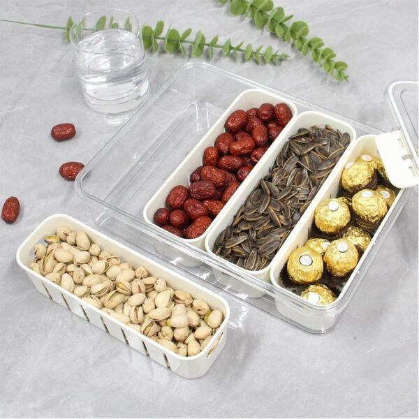 4-Grid Airtight Fresh Keeping Storage Box for Snacks, Dry Fruits & Meal Prep