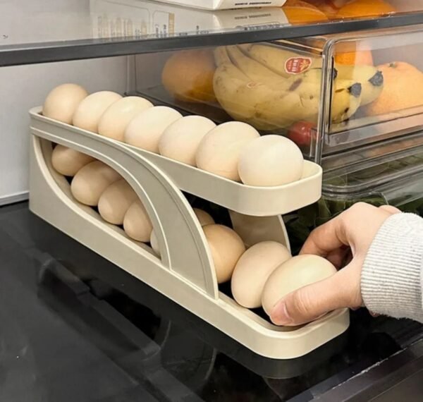 2 LAYER AUTOMATIC ROLLING EGG STORAGE BOX (SPACE-SAVING FRIDGE ORGANIZER)