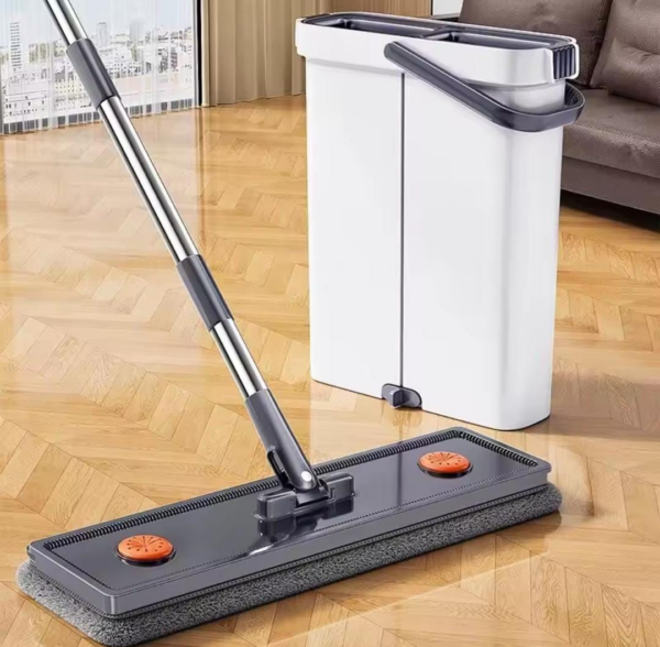 Flat Scratch Mop with 360° Rotation (2 Mop Heads)